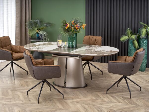 Mesa extensível ROBINSON - bege mármore, 160-200cm