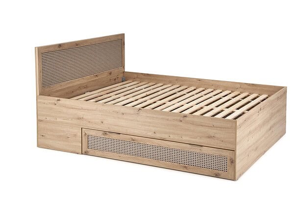 Cama BORNEO LOZ-160x200cm - carvalho artisan / preto