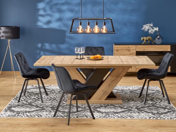 Mesa extensível BRANDON - carvalho wotan / preto, 160-200cm