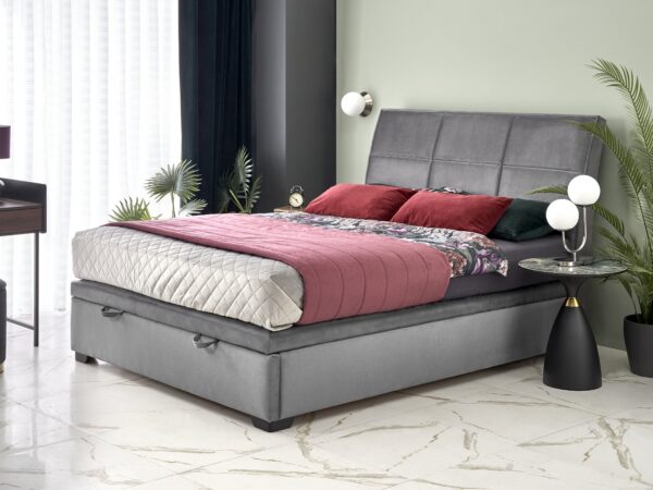 Cama estofada c/arrumação CONTINENTAL 2 - Cinzento, 160x200cm