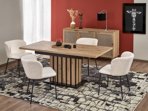 Mesa extensível LAMELLO - carvalho artisan / preto, 130-180cm