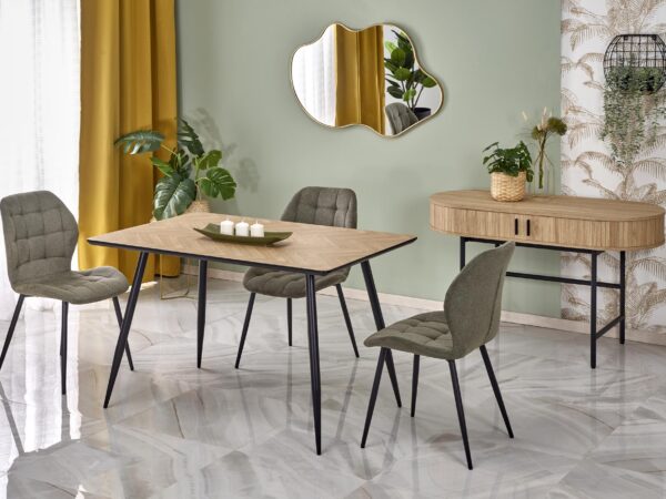 Mesa de jantar BERTO - carvalho natural/preto, 120cm