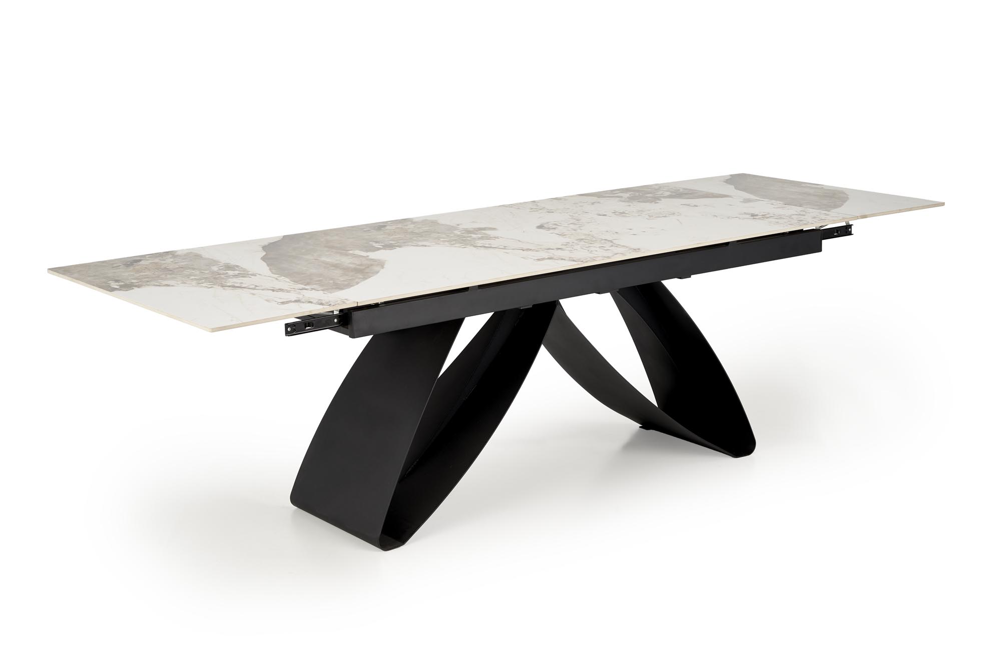 Mesa extensível HILARIO - branco mármore / preto, 180-260cm - Image 6