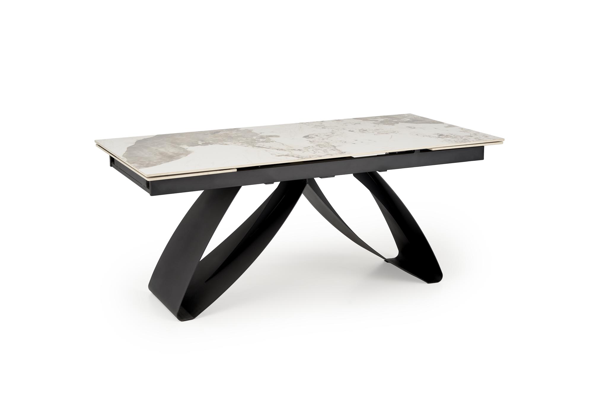 Mesa extensível HILARIO - branco mármore / preto, 180-260cm - Image 10
