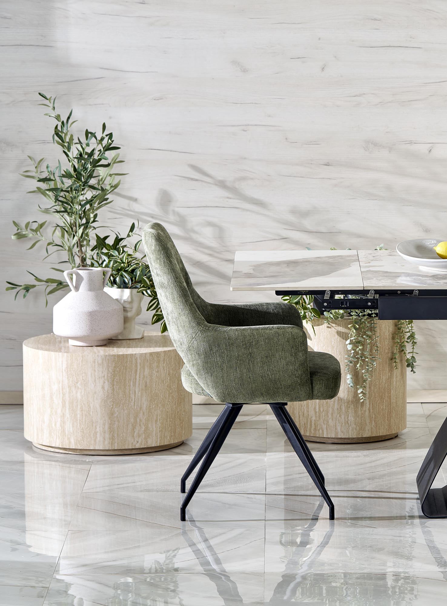 Mesa extensível HILARIO - branco mármore / preto, 180-260cm - Image 14