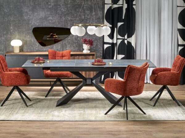 Mesa extensível LUCIANO - azul mármore / preto, 180-230cm