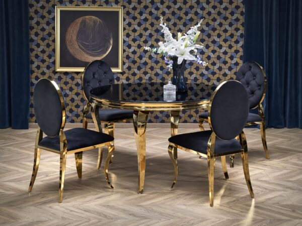 Mesa de jantar REGINALD 2 - preto transparente / dourado, 120cm