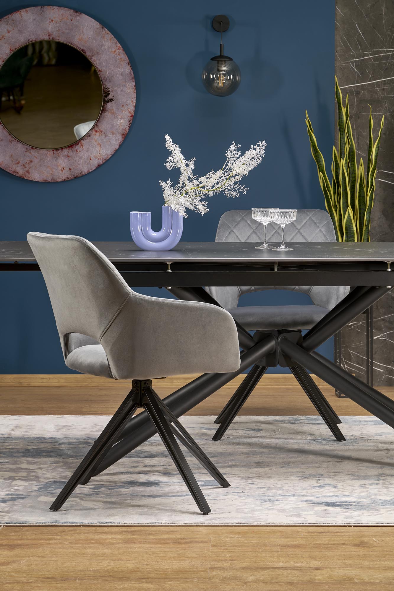 Mesa extensível VITORINO -preto mármore / preto, 160-220cm - Image 12