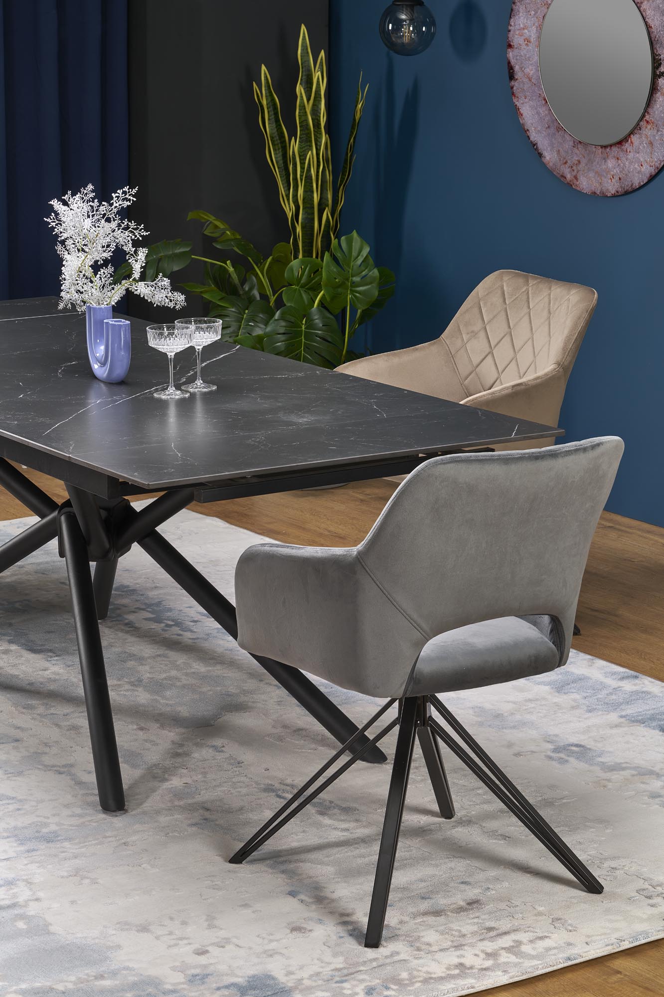 Mesa extensível VITORINO -preto mármore / preto, 160-220cm - Image 14