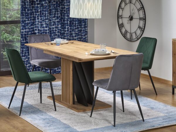 Mesa extensível FABIANO - carvalho artisan / preto, 130-175cm