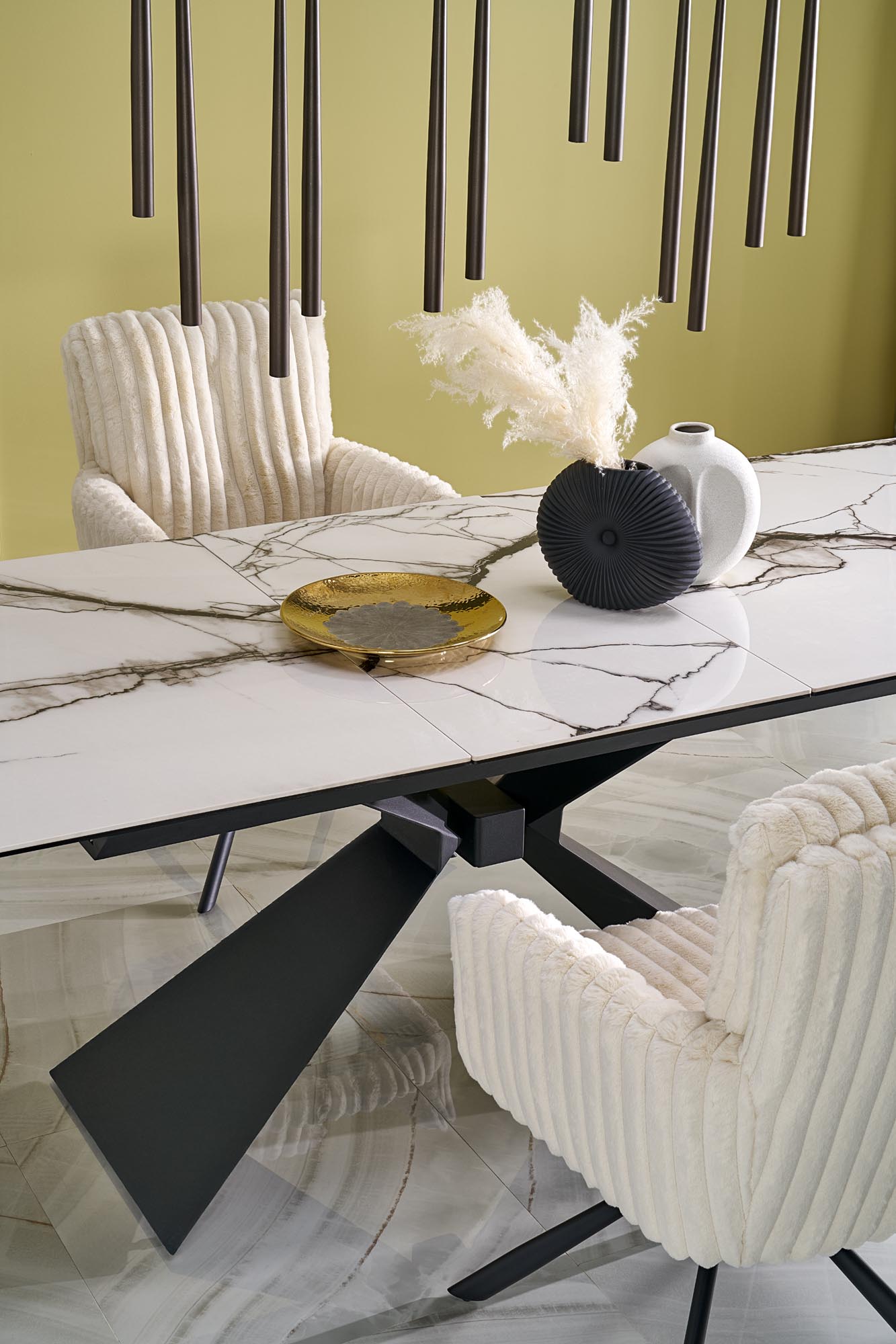 Mesa extensível LUCIANO - branco mármore / preto, 180-230cm - Image 3