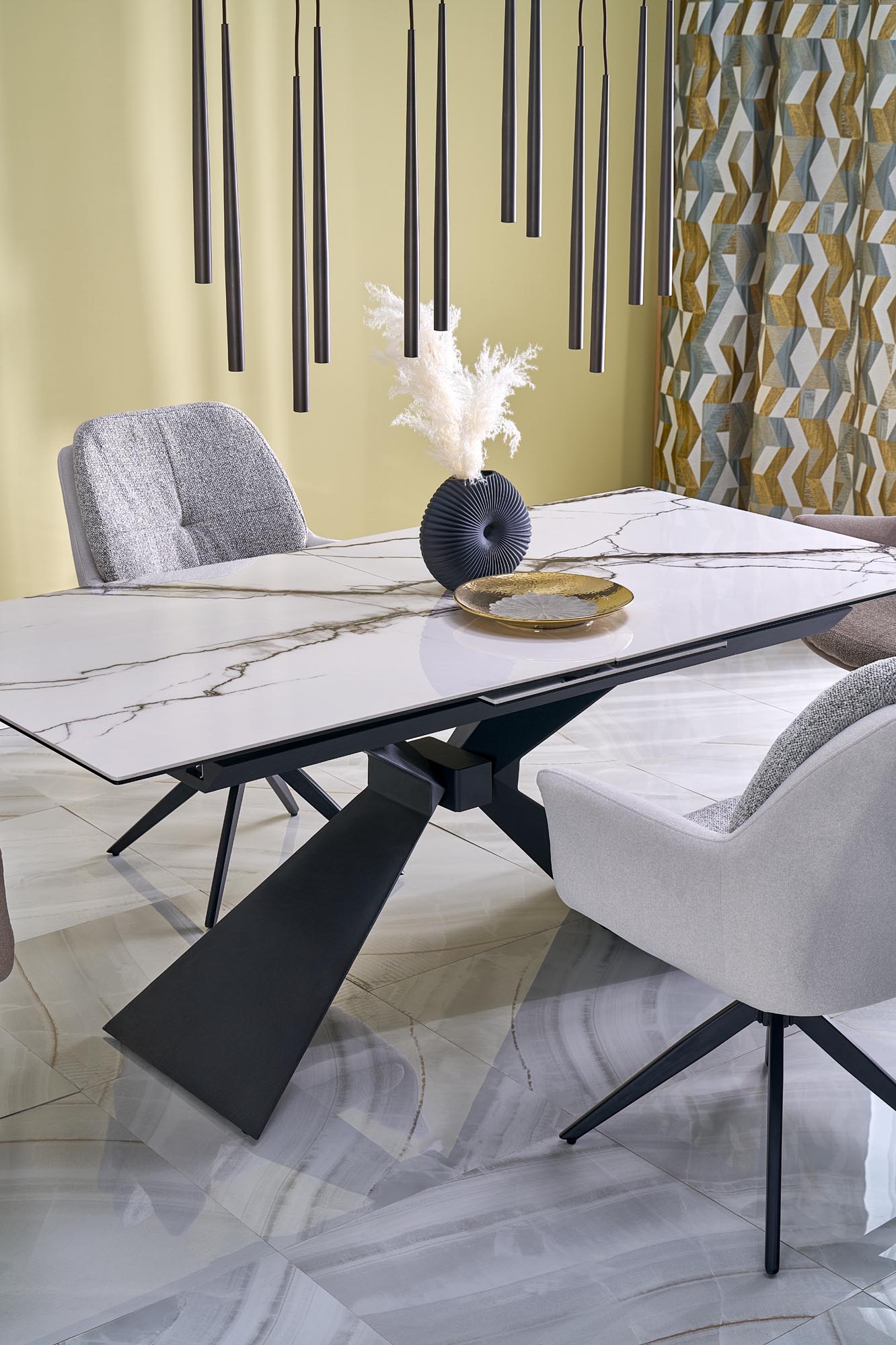 Mesa extensível LUCIANO - branco mármore / preto, 180-230cm - Image 9