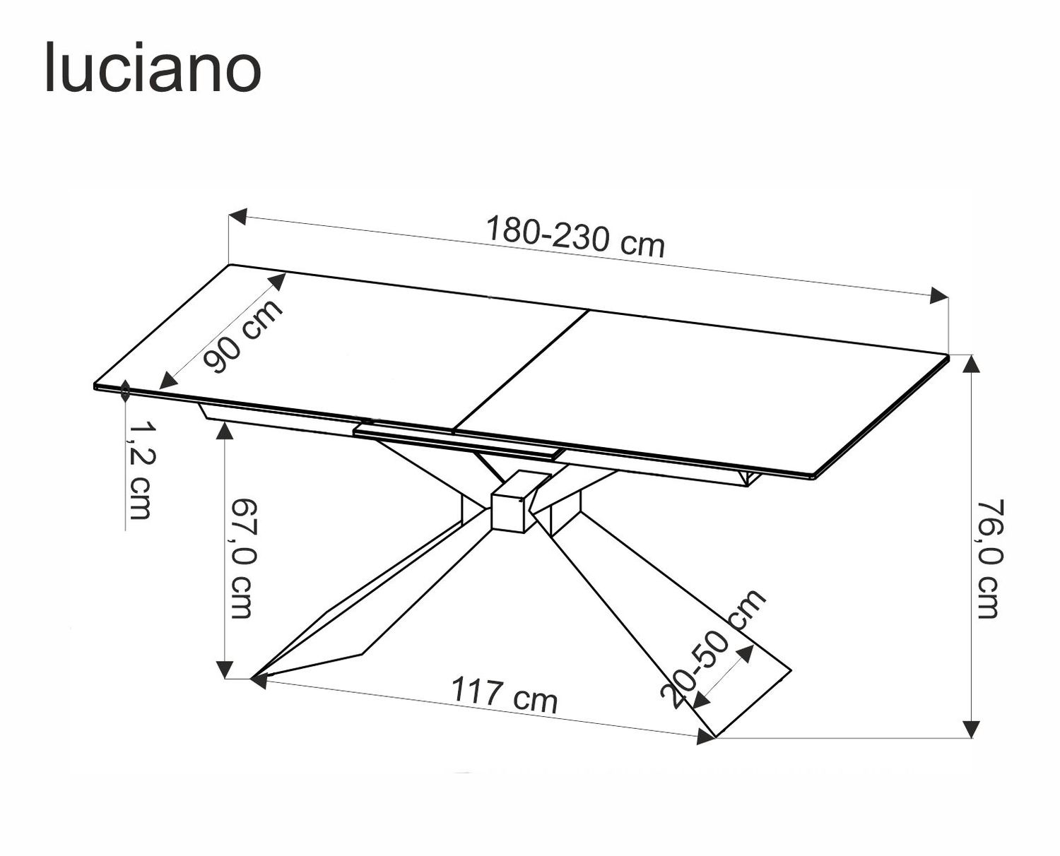 Mesa extensível LUCIANO - branco mármore / preto, 180-230cm - Image 10