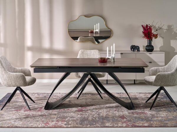 Mesa extensível HILARIO - nogueira / preto, 180-260cm