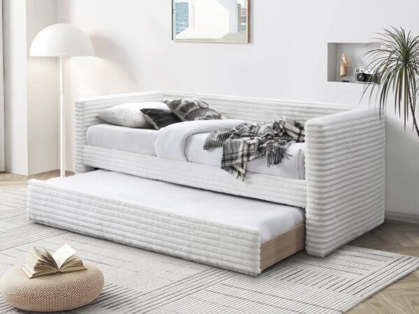 Cama estofada ALABAMA - Creme, 90x200cm