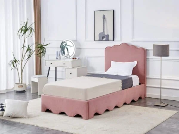 Cama estofada ORSO - Rosa, 90x200cm