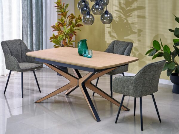 Mesa extensível JAMES - natural / preto, 160-220cm