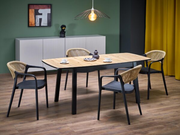 Mesa extensível BARRIL - carvalho artisan / preto, 130-170cm