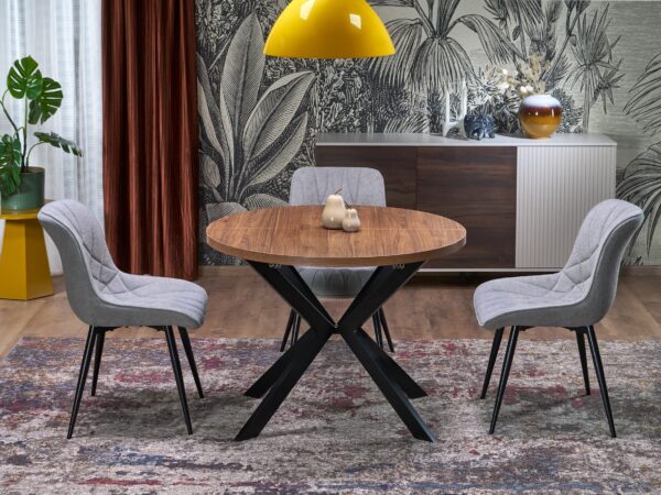 Mesa redonda extensível PERONI - nogueira / preto, 100-250cm