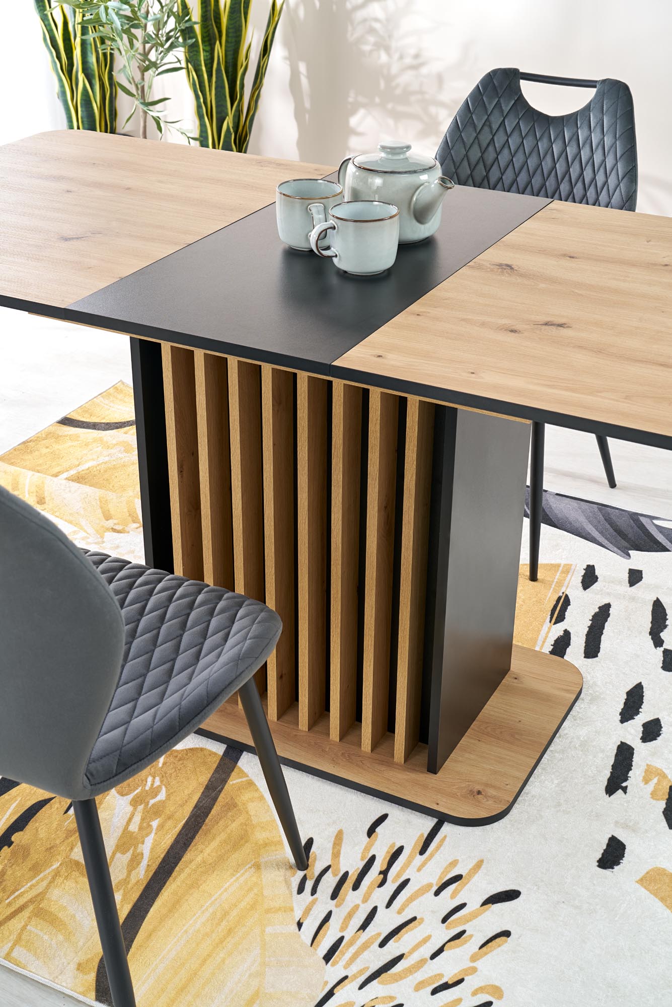 Mesa extensível WILSON - carvalho artisan / preto, 120-158cm - Image 8