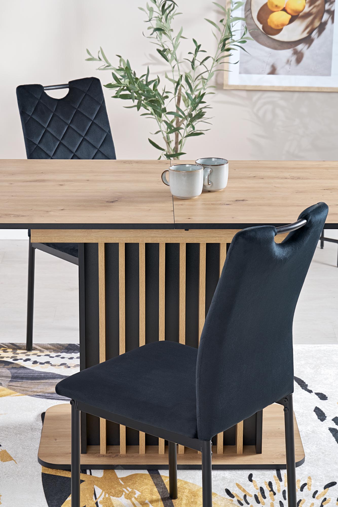 Mesa extensível WILSON - carvalho artisan / preto, 120-158cm - Image 12