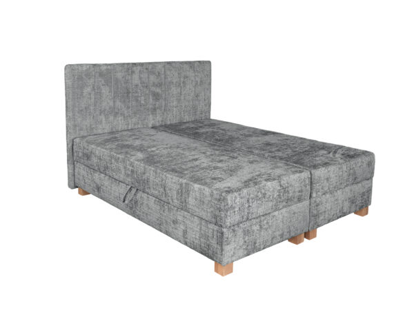 Cama estofada c/arrumação LARGO - Cinzento, 160x200cm