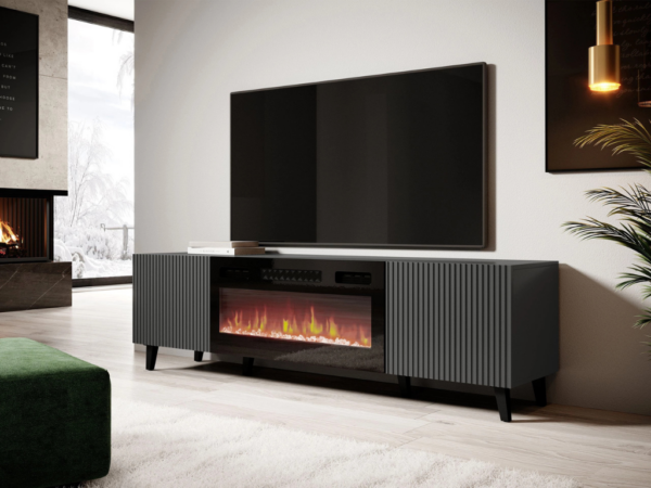 Móvel TV c/lareira PARMA - Antracite 181cm