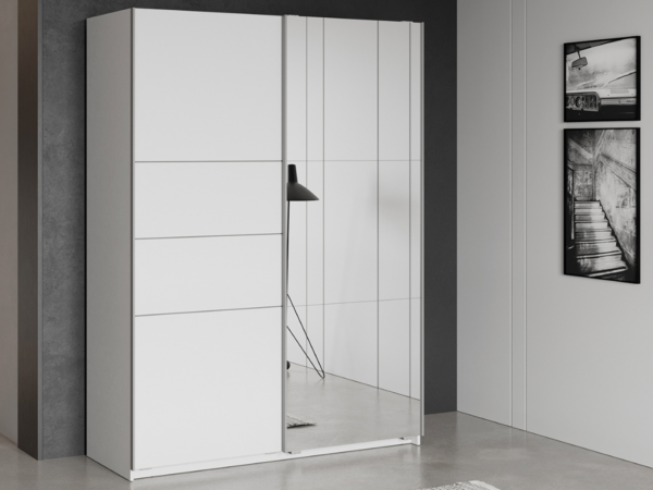 Roupeiro c/espelho VEXA 03 - Branco, 148x203cm