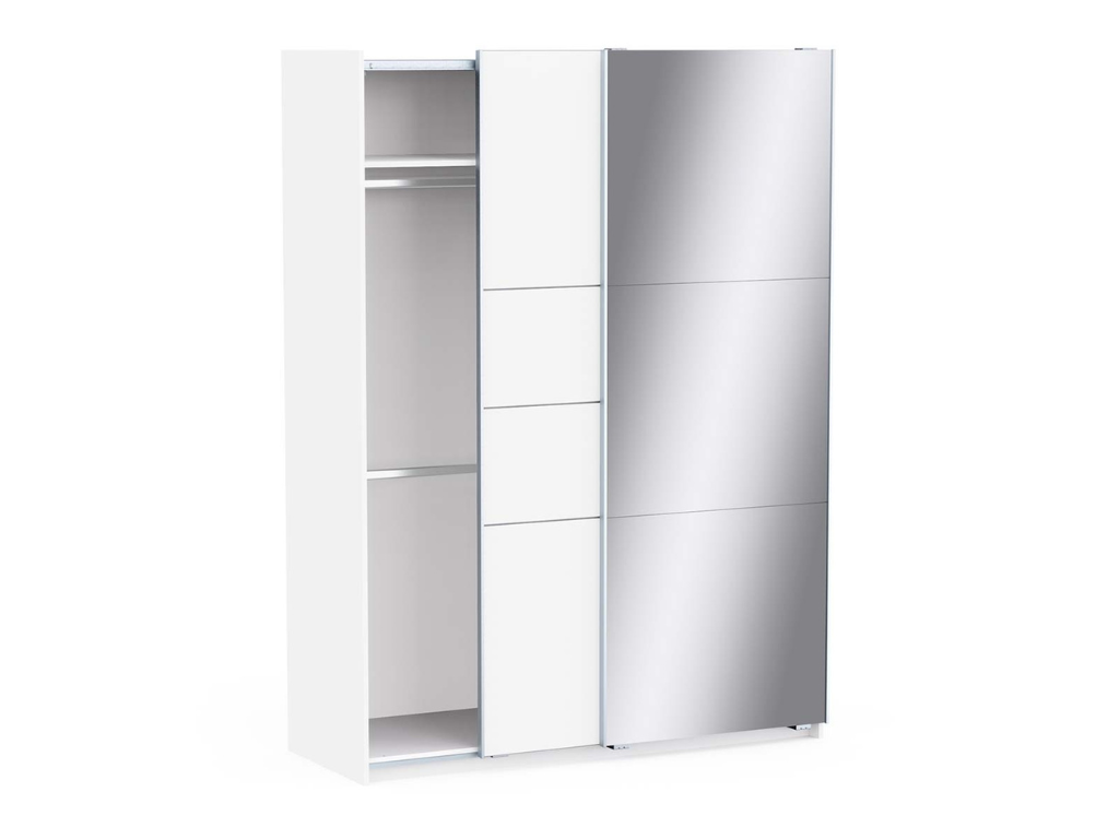 Roupeiro c/espelho VEXA 03 - Branco, 148x203cm - Image 3