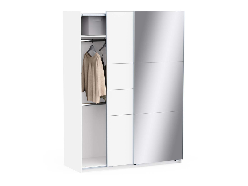Roupeiro c/espelho VEXA 03 - Branco, 148x203cm - Image 5