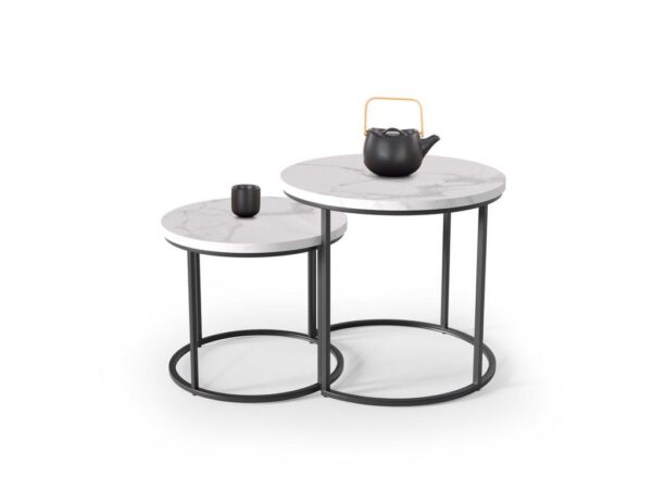 Mesa de Centro OREO - branco mármore / preto