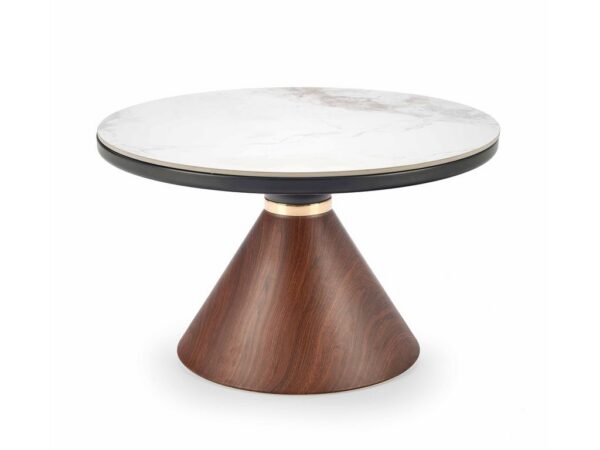 Mesa de Centro GENESIS - branco mármore / nogueira / dourado