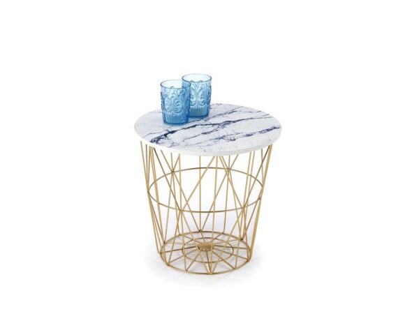 Mesa de Centro HARISSA_G - dourado / branco mármore
