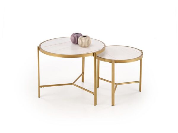 Mesa de Centro FATIMA - branco mármore / dourado