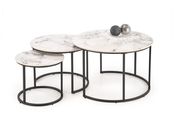 Mesa de Centro GILDA - branco mármore / preto