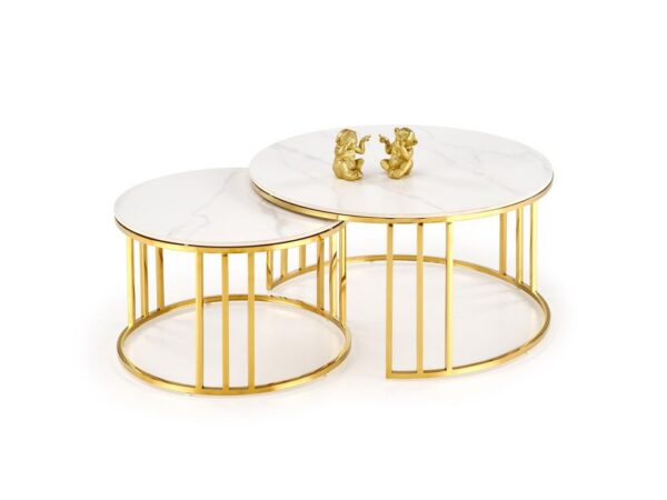 Mesa de Centro MERCURY 3 - branco mármore / dourado