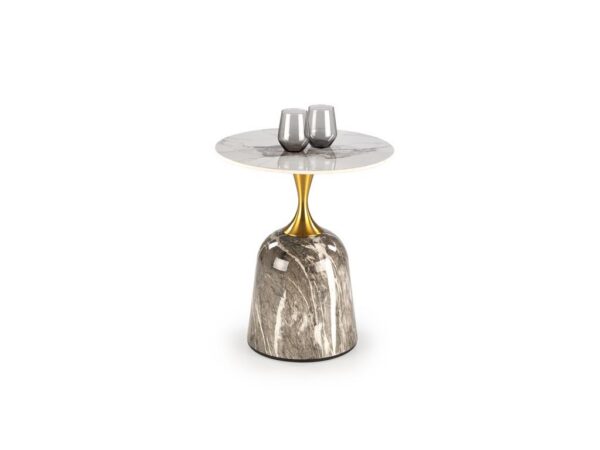 Mesa de Centro ROSA - branco mármore / cinza mármore / dourado