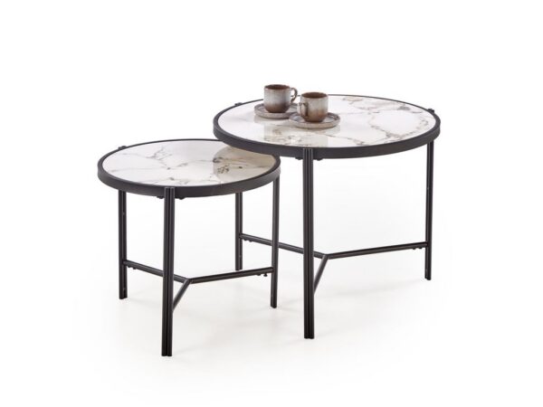 Mesa de Centro FATIMA - branco mármore / preto