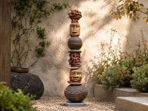 totem ceramic garden sculpture by amelia Johannsen in Barcelona
