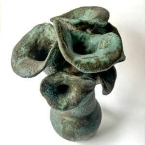 large organic turquoise sculptural ceramic vase