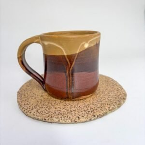 earthy ceramic mug and coaster set