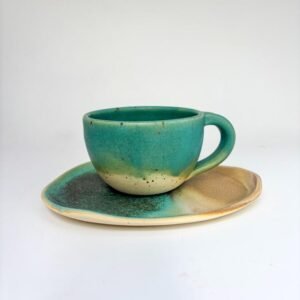 Turquoise Mug with Beach Plate