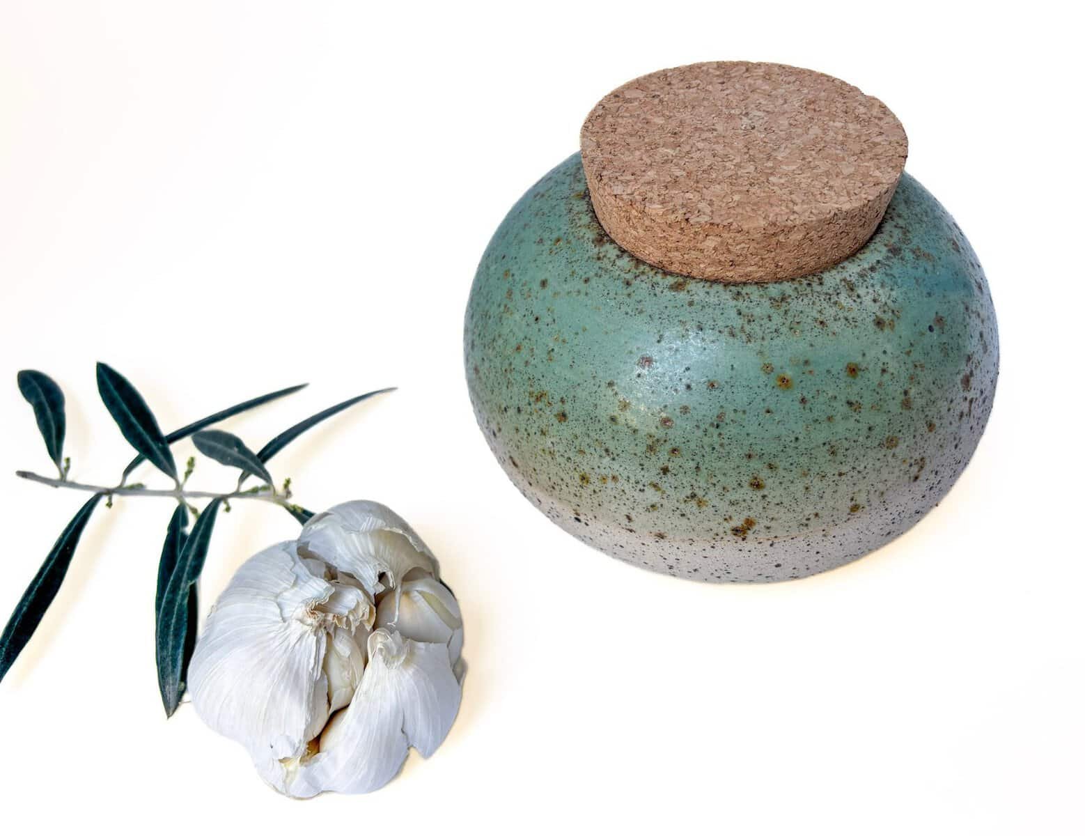 handmade speckled stoneware ceramic jar, kitchen canister