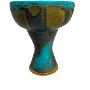 Handmade turquoise stoneware incense and resin burner with an elevated bowl for charcoal, copal, frankincense, and palo santo.