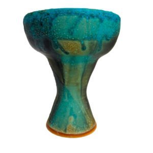 Handmade turquoise stoneware incense and resin burner with an elevated bowl for charcoal, copal, frankincense, and palo santo.