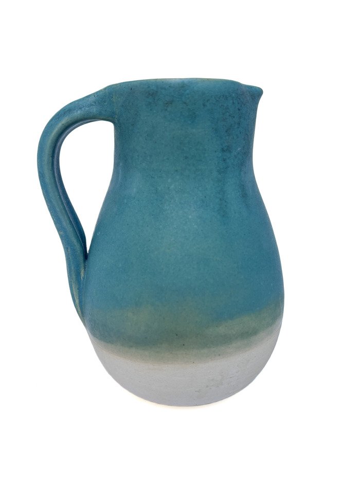 handmade turquoise ceramic pitcher