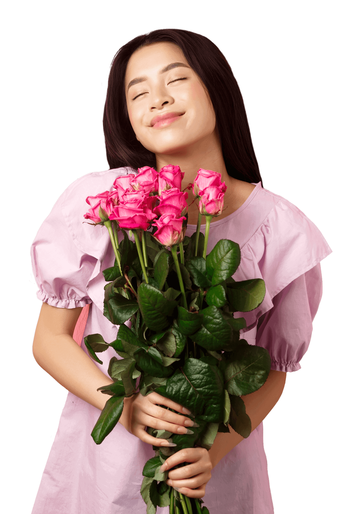 Ramos de rosas rosas en estilo romántico, flores a domicilio en Nezahualcóyotl.