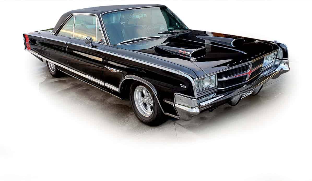 Black classic muscle car, vintage 1960s American car, detailed front view, iconic customised vehicle, Americarna New Zealand event relevance.