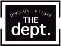 Division of taste, the dept logo in black and white, modern food branding, American cuisine, culinary experiences, branding for food lovers.