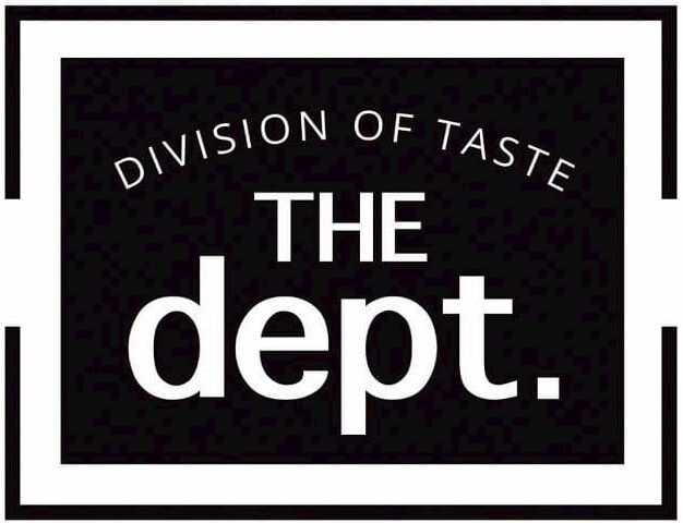 The Dept Logo Division of taste, the dept logo in black and white, modern food branding, American cuisine, culinary experiences, branding for food lovers.